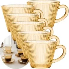 Jogo 6 Xicaras Atenas Listra Café Capuccino Âmbar 90ml Servir Café Chá Decoração Cantinho do Café