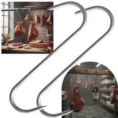 Gancho Tipo S Aço Inox Com Pontas Expositor Carnes Laticínio Pendurar Expor Carne Açougue Mercado