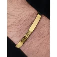Pulseira Bracelete de Fé Pai Nosso Dourada Aço Inox 316L Ajustável Gravação a Laser Masculina Proteção Espiritual Top
