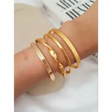 Bracelete Pulseira Feminina Folheada Antialérgica Dourada/Prata