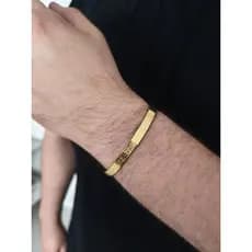 Bracelete Masculino Dourado Pai Nosso Aço Inox 316L Ajustável Semijoia Luxo Proteção e Fé Presente Dia dos Pais