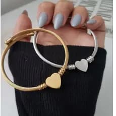 Bracelete Algema Coração Em Aço Inoxidável Luxo