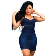 Vestido Jeans Liso com Detalhes,KDÊ Fashion Oficial