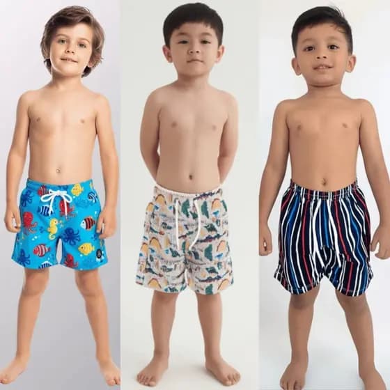 Kit 5 Bermuda Infantil Menino Short Moda Praia Juvenil Tactel Masculina, KDÊ Fashion Oficial