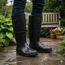 Galocha Bota de Borracha Cano Medio Preta Segurança Chuva