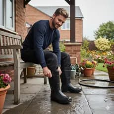 Bota Unisex Galocha Preta PVC Cano Medio Chuva