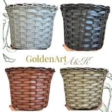 Vaso Fibra Sintética Rattan Modelo Crisântemo Para Decoração e Plantas - Cores variadas
