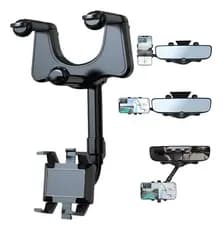 Suporte De Celular Retrovisor Central Para Carro Universal Automotivo Interno 360º Anti Queda Retrátil Ajustável