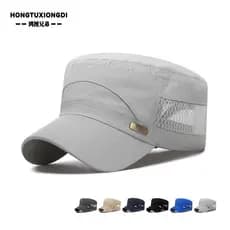 Chapéu de Sol Masculino de Verão Estilo Coreano Versátil para Atividades ao Ar Livre Chapéu de Malha Respirável Novo Cha