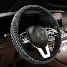 Capa para volante de carro com diamantes, elegante e antiderrapante, sem anel interno, capa de volante totalmente em dia