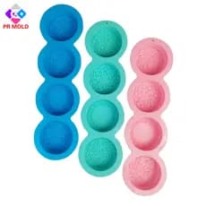Quatro moldes redondos de silicone em formato de flor, moldes para fazer e assar mooncakes, moldes para sabonetes e vela