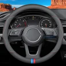 Nova Tendência: Capa para Volante de Carro em Couro Nappa, 15 polegadas (37-38 cm), Preta, Antiderrapante e Respirável,