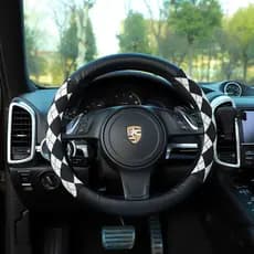 Capa de Volante de Carro de Verão em Couro com Padrão de Diamante, Antiderrapante, Acessório de Interior de Carro Elegan