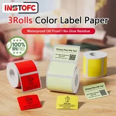 Marklife Etiqueta Colorida 20–50mm Térmica 3 Rolos Impermeável Resistente a Óleo Sem Resíduo de Cola
