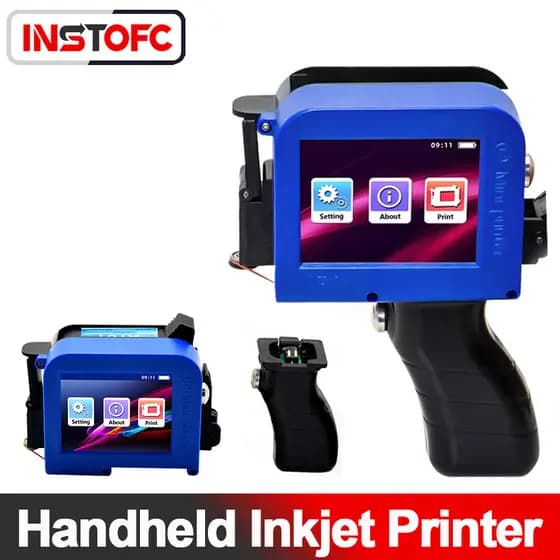 Impressora jato de tinta portátil 12.7mm com alça removível 28 idiomas imprime data texto e logotipo