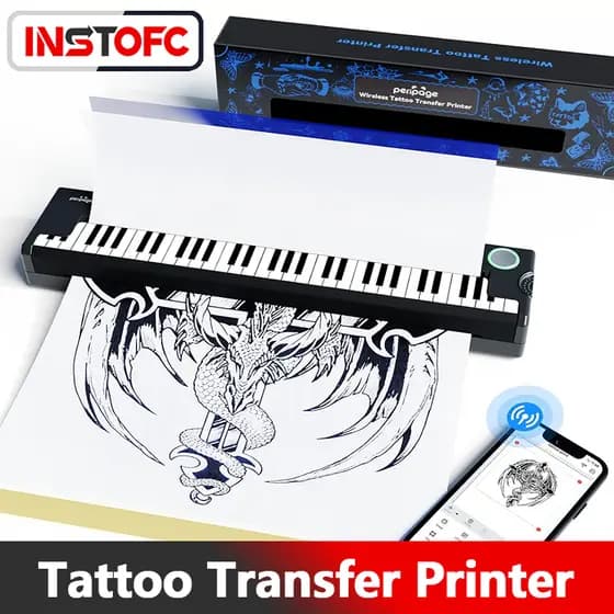 PeriPage P90 Impressora de Stencil para Tatuagem Sem Fio Bluetooth, Impressão Térmica Sem Tinta para Tatuagem