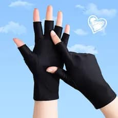 Luvas de proteção solar em seda gelada, de meio dedo, para homens, finas e respiráveis para o verão, com função de tela
