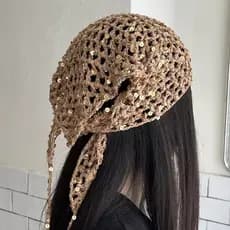 Cachecol triangular de malha vintage estilo francês para mulheres, adequado para garotas estilosas em saídas, doce e fof