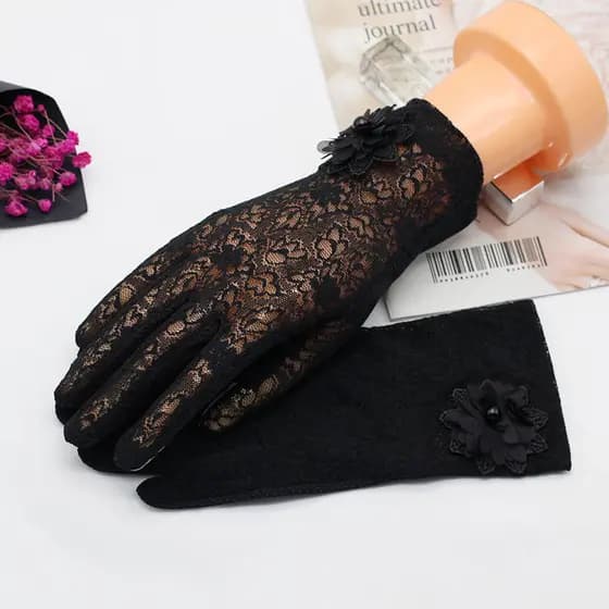 Luvas finas de proteção solar para mulheres, para primavera e verão, proteção UV de verão, renda, ultrafinas, estilo cur