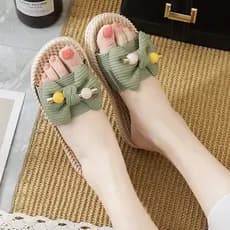 Chinelos femininos moda All-Match sola salto médio interior ao ar livre usar sola grossa versão coreana sandálias antide