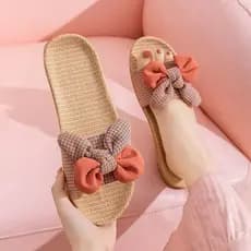 Bonito menina coração chinelos de linho antiderrapante casa interior piso arco sandálias de sola grossa estilo japonês