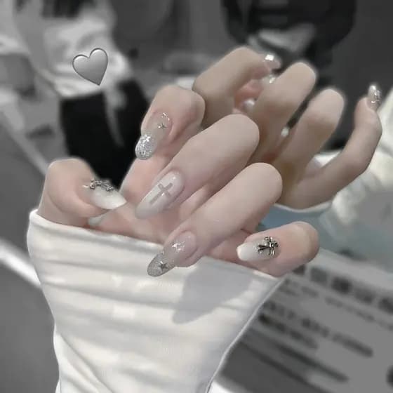 Doce legal puro desejo cruz Manicure estrelas estroboscópicas puro artesanal leitoso branco gradiente vestindo unhas est