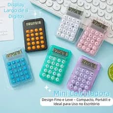 Mini Calculadora Eletrônica de Bolso 8 Dígitos  Portátil, Semi Transparente para Escola e Escritório