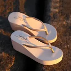 Versão coreana de salto alto senhoras flip-flops ao ar livre de sola grossa antiderrapante praia desodorante flip-flops