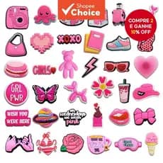 36 Peças de Charms de Flores de Sapato Rosa, Decorações Removíveis de PVC para Sandálias, Sapatos de Praia DIY