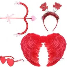 Pkb-Traje De Cupido De Halloween Para Mulheres , Acessórios Com Asas De Anjo , Conjunto De Faixa De Cabeça De Arco E Fle