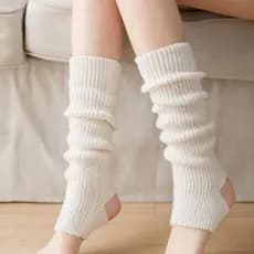 Meias JK Cremosas e Macias Estilo Coreano, Aquecedores de Pernas Cinza Femininos, Leggings de Tricô Quentes até o Joelho