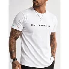 Camiseta Masculina Algodão Streetwear Unissex Moda Urbana Casual California