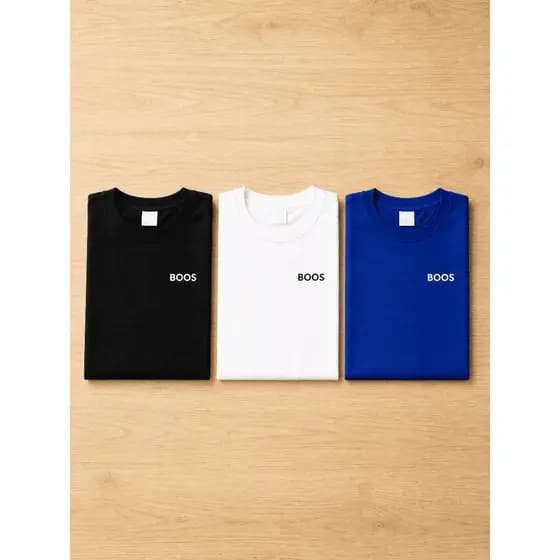 Kit 3 Camisetas Masculinas Estampadas "Boss Básico" Algodão Premium Fio 30.1, Casual e Confortáveis