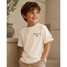 Camiseta Infantil Masculina Milano Itália Algodão 30.1 Estilo Casual Premium
