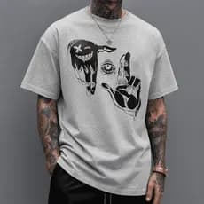 Camiseta Oversized Mãos Olho Gótico Streetwear Unissex 100% Algodão Premium Lançamento Despacho Imediato