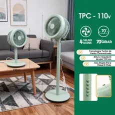 Ventilador De Coluna 4 Velocidades Altura Ajustável Baixo Ruído Mesa Quarto e Sala