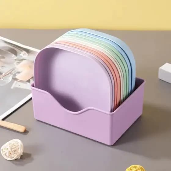 Pratos Plásticos Coloridos Kit 10 Unidades Duros Reutilizáveis Para Refeições e Lanches