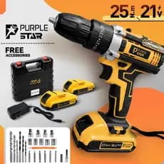 Furadeira Parafusadeira Recarregável 21V Duas Baterias, Maleta Resistente e Acessórios Completos para Uso Profissional