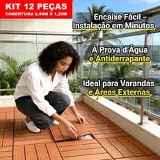 Kit 12 Deck Modular Plástico - Cobrindo 0,90 m x 1,20 m Textura Antiderrapante para Banheiro Casa Sauna Jardim Sacada