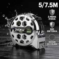 RYOKU Régua Métrica Anticorrosiva Retrátil De Aço Inoxidável 7.5M OU 5M 25MM