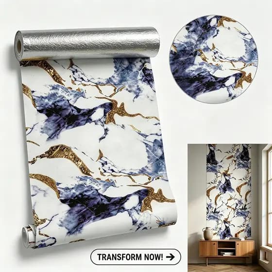 Papel de Parede Adesivo Mármore 1.2m x 3m Autocolante Para Cozinha Banheiro Eletrodomésticos