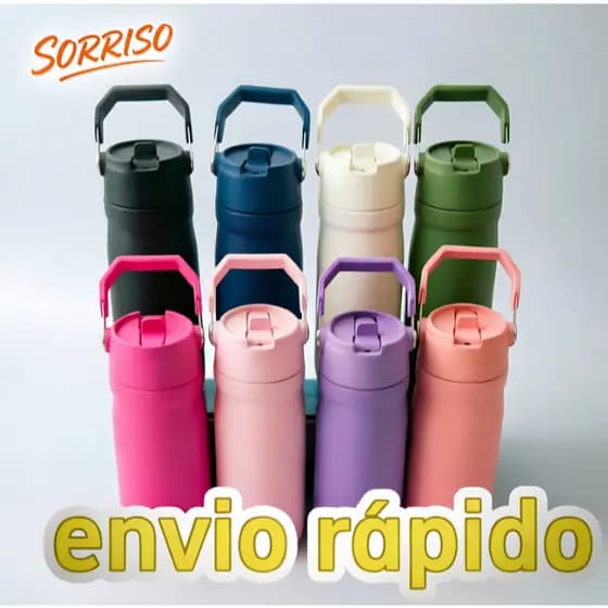 Garrafa térmica 650ML de aço inoxidável de alta qualidade com alça canudo