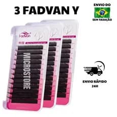 Kit 3 Cílios Y Fadvan Fio YY Volume Brasileiro Extensão Alongamento De Cilios Retenção Adesivo Cola