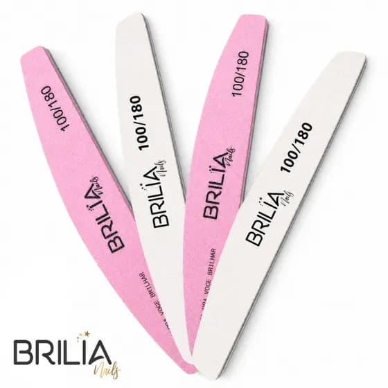 Lixa Polidora E Boomerang 100/180 Brilia Nails Alongamento De Unha Esmaltação Poligel Fibra Gel Nail