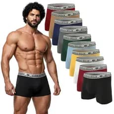 Kit 10 Cuecas Boxer Adulto Box Microfibra Premium Com Forro 100% Algodão