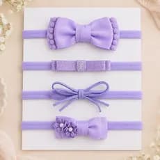 Kit faixa tiara bebê lilás RN até 2 anos festa batizado enxoval maternidade