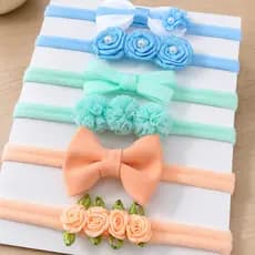 Kit 6 Faixas de Cabelo para Bebê Menina Laços e Flores Macias Recém-Nascida