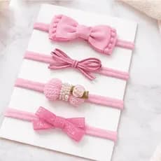 Kit 4 Faixinhas de Cabelo luxo para Bebê ( RN ate 2 anos) na meia de seda