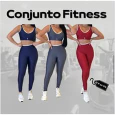 Conjunto Fitness feminino top e legging cintura poliamida roupa de academia treino moda fitness