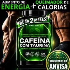 Cafeína com Taurina Pré Treino Termogenico Acelera o Metabolismo Energia Foco Desempenho Físico